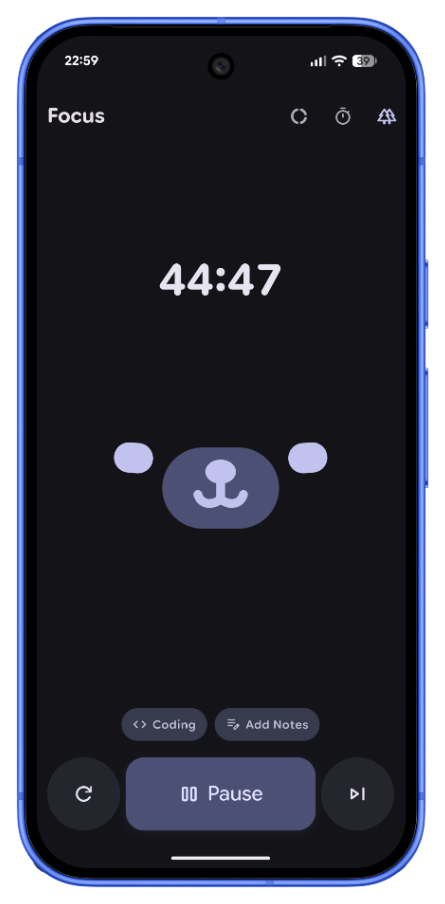 Pomodoro Focus Timer with Living Mascot